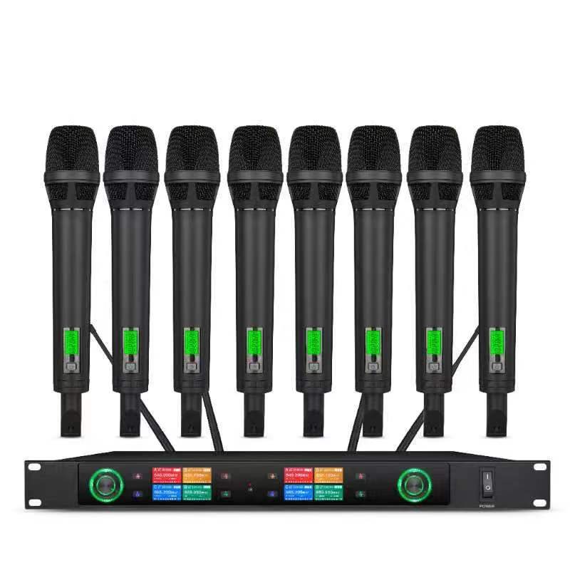 Tekong premium color display 8-in-1 handheld wireless microphone system with 2.68-inch TFT receiver and eight handheld transmitters