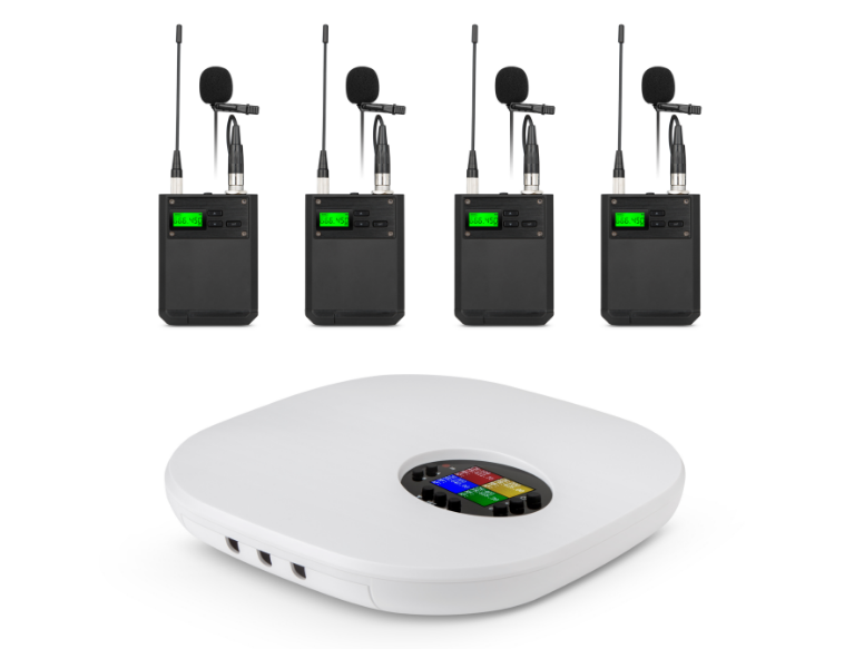Premium-Farbdisplay 4-in-1 Drahtloses Mikrofonsystem (Handheld/Taschensender/Konferenz optional) 3