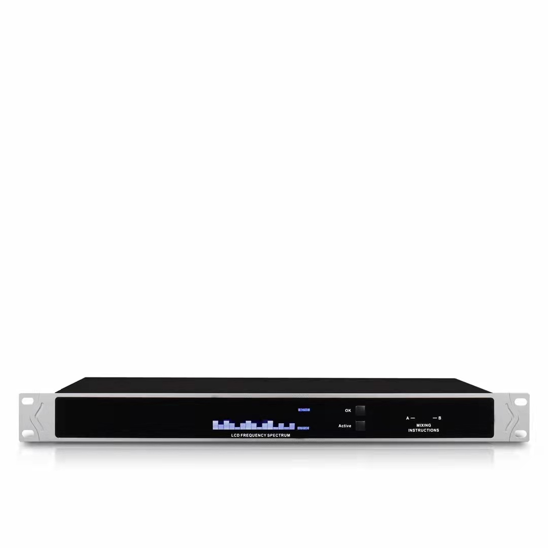 Tekong 4-in-1-out adaptive feedback suppressor, 19-inch 1U rack-mount design with 4 XLR mic inputs